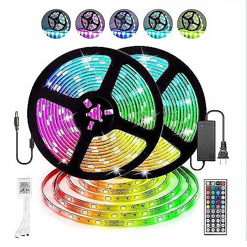 2x5M Light Sets RGB Strip Lights 300 LEDs SMD5050 10mm 1 44Keys Remote Controller 1 X 5A power adapter 1 set RGB Christmas New Year's Cuttable Decorative Christmas Wedding Decoration 12 V
2x5M Light Sets RGB Strip Lights 300 LEDs SMD5050 10mm 1 44Keys Remote Controller 1 X 5A power adapter 1 set RGB Christmas New Year's Cuttable Decorative Christmas Wedding Decoration 12 V