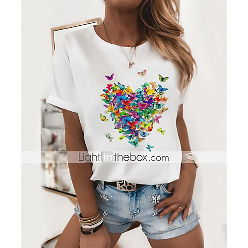 Women's T shirt Butterfly Round Neck Basic Tops 100% Cotton Black and Green Butterfly Cat
Women's T shirt Butterfly Round Neck Basic Tops 100% Cotton Black and Green Butterfly Cat