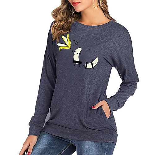 Women's T shirt Fruit Long Sleeve Print Round Neck Basic Tops Black Blushing Pink Green
Women's T shirt Fruit Long Sleeve Print Round Neck Basic Tops Black Blushing Pink Green