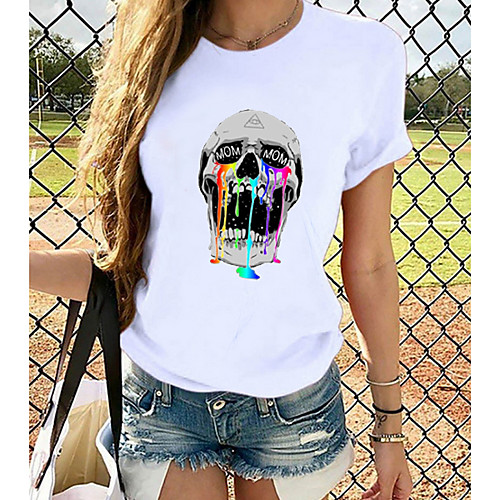Women's T shirt Graphic Prints Skull Printing Round Neck Tops 100% Cotton White
Women's T shirt Graphic Prints Skull Printing Round Neck Tops 100% Cotton White