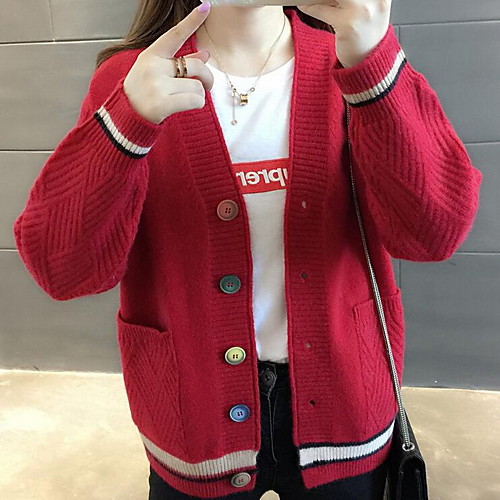 Women's Color Block Cardigan Long Sleeve Sweater Cardigans V Neck Fall White Black Blue
Women's Color Block Cardigan Long Sleeve Sweater Cardigans V Neck Fall White Black Blue