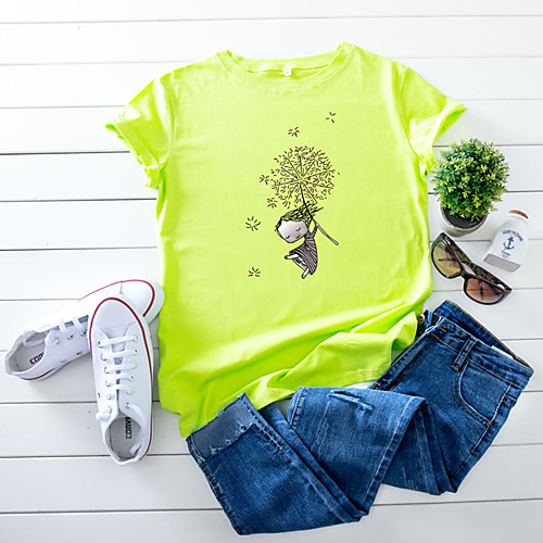 Women's T shirt Floral Cartoon Flower Print Round Neck Basic Tops 100% Cotton White Yellow Blushing Pink
Women's T shirt Floral Cartoon Flower Print Round Neck Basic Tops 100% Cotton White Yellow Blushing Pink