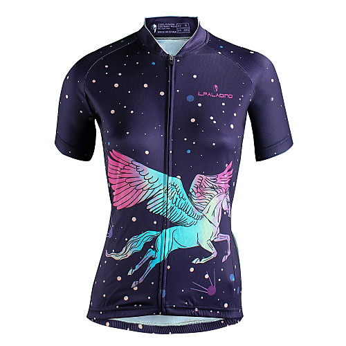 ILPALADINO Women's Short Sleeve Cycling Jersey Polyester Purple Cartoon Bike Jersey Top Triathlon UV Resistant Breathable Reflective Strips Sports Clothing Apparel / Back Pocket
ILPALADINO Women's Short Sleeve Cycling Jersey Polyester Purple Cartoon Bike Jersey Top Triathlon UV Resistant Breathable Reflective Strips Sports Clothing Apparel / Back Pocket