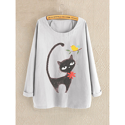 Women's Blouse Shirt Cat Long Sleeve Round Neck Tops Blue Gray
Women's Blouse Shirt Cat Long Sleeve Round Neck Tops Blue Gray