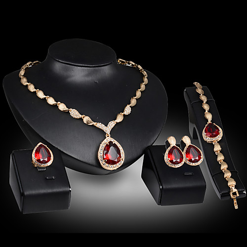Women's Jewelry Set Bridal Jewelry Sets 3D Leaf Pear Fashion Gold Plated Earrings Jewelry Blue / Red For Christmas Wedding Party Evening Gift Formal 1 set
Women's Jewelry Set Bridal Jewelry Sets 3D Leaf Pear Fashion Gold Plated Earrings Jewelry Blue / Red For Christmas Wedding Party Evening Gift Formal 1 set