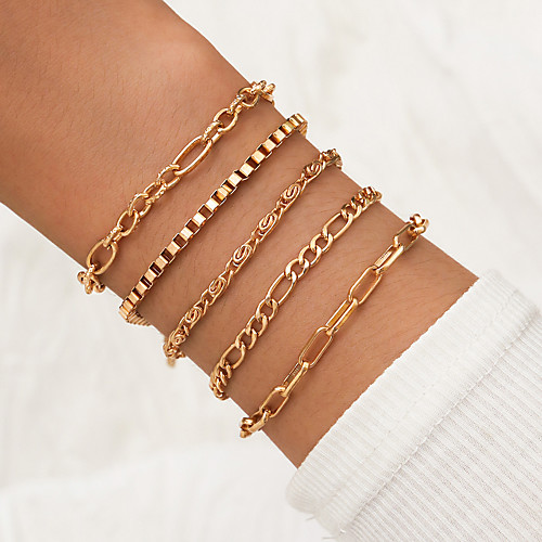 5pcs Women's Chain Bracelet Vintage Bracelet Bracelet Vintage Style Lucky Simple Fashion Vintage Classic Trendy Alloy Bracelet Jewelry Gold For Party Evening Gift Date Beach Festival
5pcs Women's Chain Bracelet Vintage Bracelet Bracelet Vintage Style Lucky Simple Fashion Vintage Classic Trendy Alloy Bracelet Jewelry Gold For Party Evening Gift Date Beach Festival