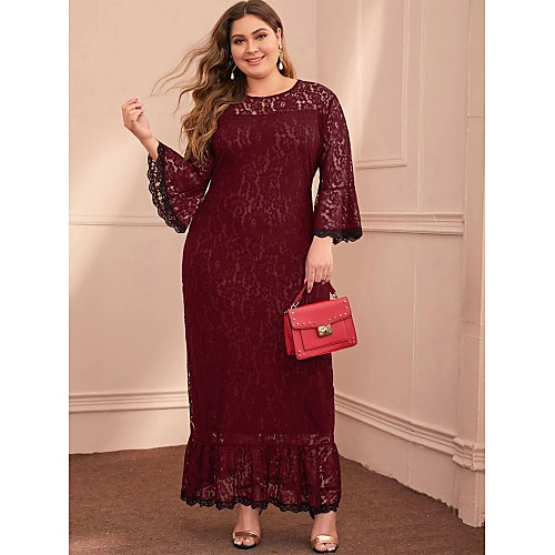 Women's Sheath Dress Maxi long Dress Wine Green Black Long Sleeve Solid Color Lace Fall Round Neck Sexy 2021 L XL XXL 3XL 4XL 5XL / Plus Size
Women's Sheath Dress Maxi long Dress Wine Green Black Long Sleeve Solid Color Lace Fall Round Neck Sexy 2021 L XL XXL 3XL 4XL 5XL / Plus Size