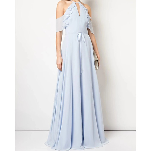 A-Line Halter Neck Floor Length Chiffon Bridesmaid Dress with Sash / Ribbon / Pleats
A-Line Halter Neck Floor Length Chiffon Bridesmaid Dress with Sash / Ribbon / Pleats