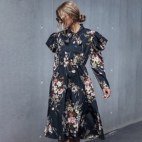 Women's A Line Dress Knee Length Dress Black Long Sleeve Floral Print Fall Winter Round Neck Hot Casual 2021 S M L XL
Women's A Line Dress Knee Length Dress Black Long Sleeve Floral Print Fall Winter Round Neck Hot Casual 2021 S M L XL