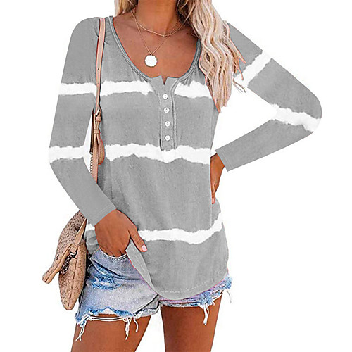 Women's Blouse Shirt Striped Long Sleeve Print U Neck Basic Tops Purple Orange Khaki
Women's Blouse Shirt Striped Long Sleeve Print U Neck Basic Tops Purple Orange Khaki