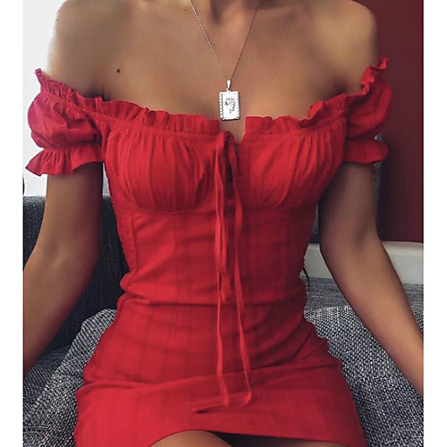 Women's Sheath Dress Short Mini Dress Red Short Sleeve Solid Color Patchwork Summer Off Shoulder Sexy Going out Lantern Sleeve Slim 2021 S M L XL
Women's Sheath Dress Short Mini Dress Red Short Sleeve Solid Color Patchwork Summer Off Shoulder Sexy Going out Lantern Sleeve Slim 2021 S M L XL