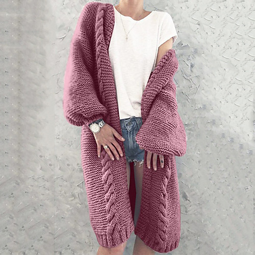 Women's Knitted Solid Colored Cardigan Acrylic Fibers Long Sleeve Sweater Cardigans V Neck Fall Winter Blue Purple Red
Women's Knitted Solid Colored Cardigan Acrylic Fibers Long Sleeve Sweater Cardigans V Neck Fall Winter Blue Purple Red