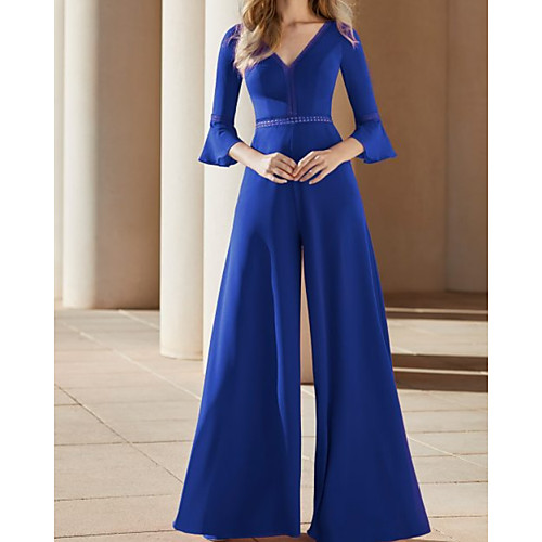 Jumpsuits Mother of the Bride Dress Elegant V Neck Floor Length Chiffon 3/4 Length Sleeve with Pleats 2021
Jumpsuits Mother of the Bride Dress Elegant V Neck Floor Length Chiffon 3/4 Length Sleeve with Pleats 2021