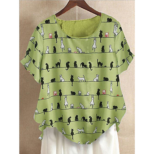 Women's Blouse Shirt Cat Round Neck Tops White Blue Purple
Women's Blouse Shirt Cat Round Neck Tops White Blue Purple