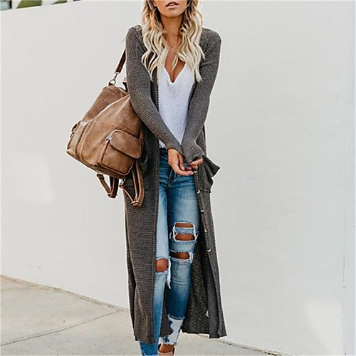 Women's Basic Knitted Button Solid Color Plain Cardigan Long Sleeve Sweater Cardigans V Neck Fall Spring Dark Gray Beige
Women's Basic Knitted Button Solid Color Plain Cardigan Long Sleeve Sweater Cardigans V Neck Fall Spring Dark Gray Beige