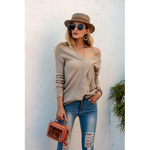 Women's Basic Knitted Solid Color Plain Pullover Acrylic Fibers Long Sleeve Sweater Cardigans V Neck Fall Winter Yellow Blushing Pink Wine
Women's Basic Knitted Solid Color Plain Pullover Acrylic Fibers Long Sleeve Sweater Cardigans V Neck Fall Winter Yellow Blushing Pink Wine