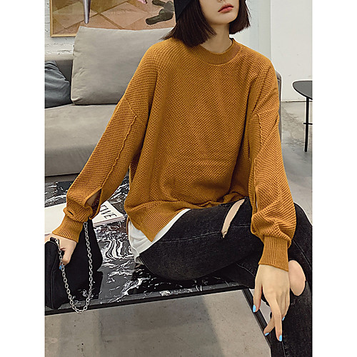 Women's Freestyle Stylish Oversized Knitted Ripped Solid Colored Plain Pullover Long Sleeve Sweater Cardigans Crew Neck Round Neck Fall White Yellow Royal Blue
Women's Freestyle Stylish Oversized Knitted Ripped Solid Colored Plain Pullover Long Sleeve Sweater Cardigans Crew Neck Round Neck Fall White Yellow Royal Blue