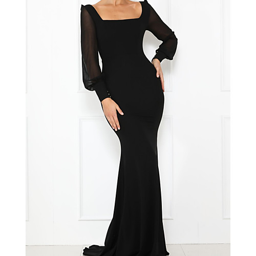 Mermaid / Trumpet Minimalist Elegant Wedding Guest Formal Evening Dress Scoop Neck Long Sleeve Court Train Stretch Satin with Sleek 2021
Mermaid / Trumpet Minimalist Elegant Wedding Guest Formal Evening Dress Scoop Neck Long Sleeve Court Train Stretch Satin with Sleek 2021