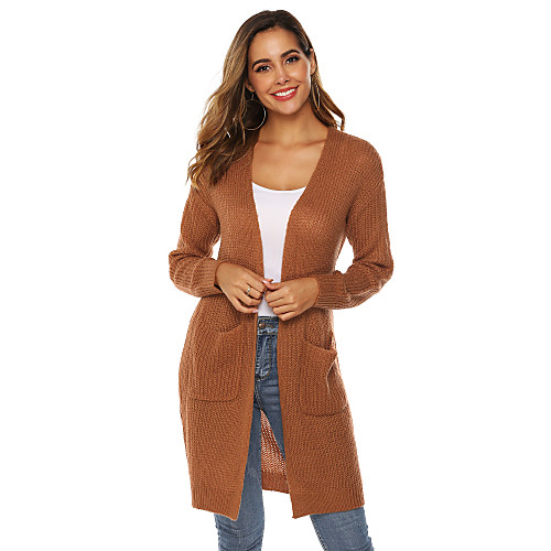 Women's Basic Deep V Knitted Solid Colored Plain Cardigan Acrylic Fibers Long Sleeve Oversized Sweater Cardigans V Neck Fall Winter White Black Wine
Women's Basic Deep V Knitted Solid Colored Plain Cardigan Acrylic Fibers Long Sleeve Oversized Sweater Cardigans V Neck Fall Winter White Black Wine