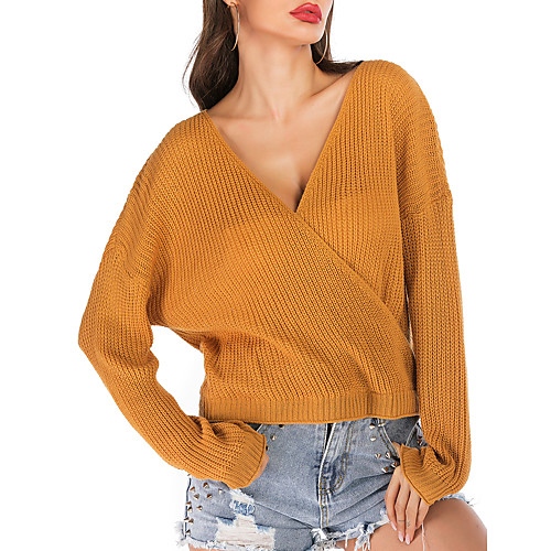 Women's Solid Colored Pullover Cotton Long Sleeve Loose Sweater Cardigans V Neck Fall Yellow Wine
Women's Solid Colored Pullover Cotton Long Sleeve Loose Sweater Cardigans V Neck Fall Yellow Wine