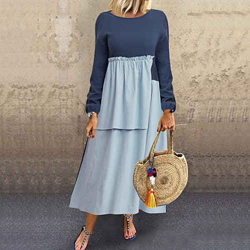 Women's Shift Dress Maxi long Dress Navy Blue Long Sleeve Solid Color Patchwork Fall Round Neck Hot Casual Loose 2021 L XL XXL 3XL 4XL 5XL / Cotton / Cotton
Women's Shift Dress Maxi long Dress Navy Blue Long Sleeve Solid Color Patchwork Fall Round Neck Hot Casual Loose 2021 L XL XXL 3XL 4XL 5XL / Cotton / Cotton