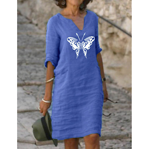Women's Shift Dress Knee Length Dress Yellow Red Light Green Light Blue Half Sleeve Butterfly Animal Clothing Summer V Neck Hot Casual Loose 2021 S M L XL XXL 3XL 4XL 5XL
Women's Shift Dress Knee Length Dress Yellow Red Light Green Light Blue Half Sleeve Butterfly Animal Clothing Summer V Neck Hot Casual Loose 2021 S M L XL XXL 3XL 4XL 5XL