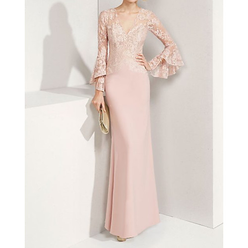 A-Line Mother of the Bride Dress Elegant Jewel Neck Floor Length Chiffon Lace Long Sleeve with Appliques 2021
A-Line Mother of the Bride Dress Elegant Jewel Neck Floor Length Chiffon Lace Long Sleeve with Appliques 2021