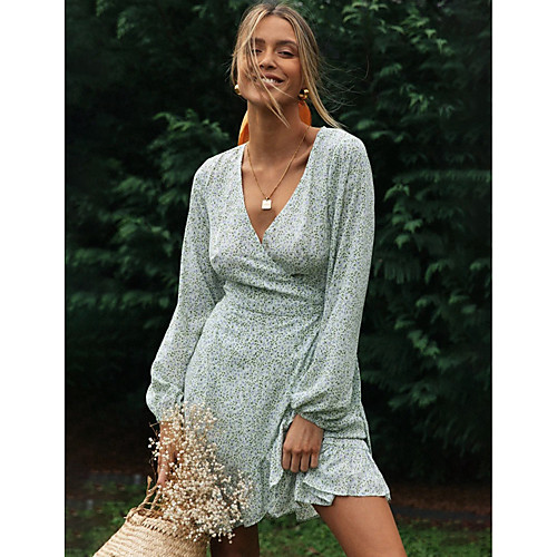 Women's Wrap Dress Short Mini Dress Light Green Long Sleeve Polka Dot Ruffle Print Fall V Neck Hot Casual 2021 S M L XL
Women's Wrap Dress Short Mini Dress Light Green Long Sleeve Polka Dot Ruffle Print Fall V Neck Hot Casual 2021 S M L XL
