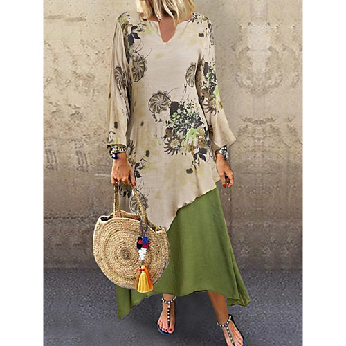 Women's Two Piece Dress Maxi long Dress Fuchsia Green Orange Long Sleeve Floral Print Summer V Neck Casual Vintage Holiday Loose 2021 L XL XXL 3XL 4XL 5XL
Women's Two Piece Dress Maxi long Dress Fuchsia Green Orange Long Sleeve Floral Print Summer V Neck Casual Vintage Holiday Loose 2021 L XL XXL 3XL 4XL 5XL