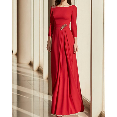 A-Line Mother of the Bride Dress Elegant Jewel Neck Floor Length Chiffon Long Sleeve with Pleats Crystal Brooch 2021
A-Line Mother of the Bride Dress Elegant Jewel Neck Floor Length Chiffon Long Sleeve with Pleats Crystal Brooch 2021