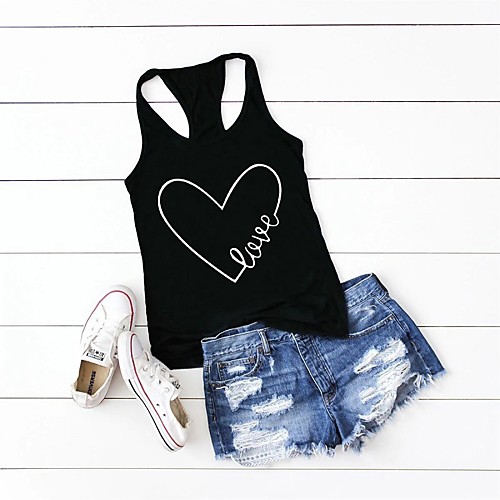 Women's Tank Top Heart Letter Racerback Round Neck Tops Basic Basic Top Black Gray
Women's Tank Top Heart Letter Racerback Round Neck Tops Basic Basic Top Black Gray