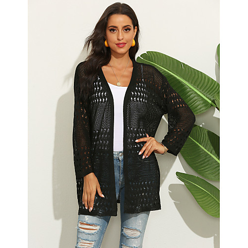 Women's Knitted Solid Colored Plain Cardigan Acrylic Fibers Long Sleeve Sweater Cardigans V Neck Fall Spring Black
Women's Knitted Solid Colored Plain Cardigan Acrylic Fibers Long Sleeve Sweater Cardigans V Neck Fall Spring Black