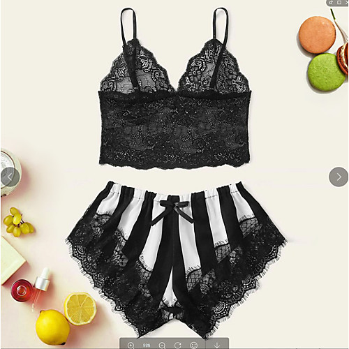 Women's Suits Pajamas Sets Mesh Lace Bow Striped Patchwork Nylon Spandex Casual Strap Top Shorts Deep V Daily Wear Home Buckle / Super Sexy
Women's Suits Pajamas Sets Mesh Lace Bow Striped Patchwork Nylon Spandex Casual Strap Top Shorts Deep V Daily Wear Home Buckle / Super Sexy