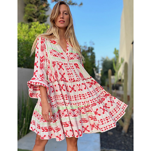 Women's Swing Dress Knee Length Dress Black Red 3/4 Length Sleeve Print Print Summer V Neck Hot Casual Boho Holiday Loose 2021 S M L XL XXL 3XL
Women's Swing Dress Knee Length Dress Black Red 3/4 Length Sleeve Print Print Summer V Neck Hot Casual Boho Holiday Loose 2021 S M L XL XXL 3XL
