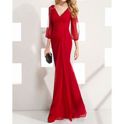 A-Line Mother of the Bride Dress Elegant V Neck Floor Length Chiffon 3/4 Length Sleeve with Pleats 2021
A-Line Mother of the Bride Dress Elegant V Neck Floor Length Chiffon 3/4 Length Sleeve with Pleats 2021