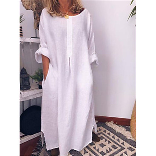 Women's A Line Dress Maxi long Dress Blue Yellow Gray White Long Sleeve Solid Color Pocket Summer Round Neck Casual Loose 2021 S M L XL XXL 3XL
Women's A Line Dress Maxi long Dress Blue Yellow Gray White Long Sleeve Solid Color Pocket Summer Round Neck Casual Loose 2021 S M L XL XXL 3XL