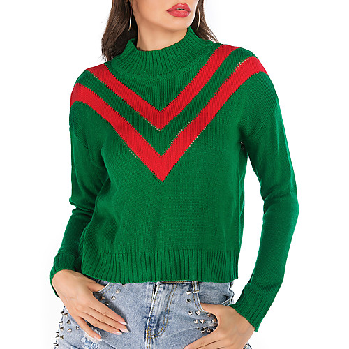 Women's Striped Pullover Cotton Long Sleeve Loose Sweater Cardigans High Neck Fall Green
Women's Striped Pullover Cotton Long Sleeve Loose Sweater Cardigans High Neck Fall Green