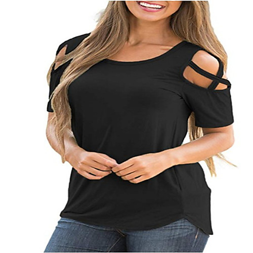 Women's Blouse Shirt Solid Colored Cut Out Round Neck Basic Tops White Black Blue
Women's Blouse Shirt Solid Colored Cut Out Round Neck Basic Tops White Black Blue