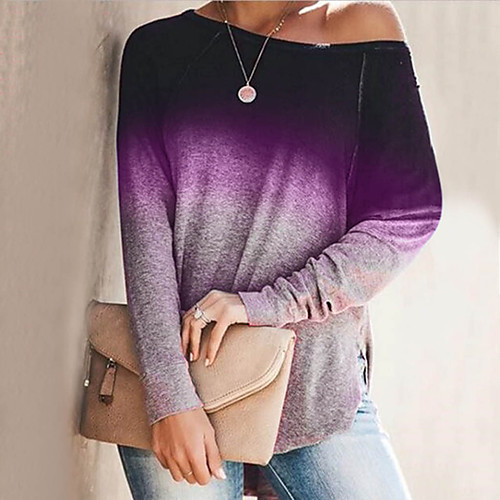 Women's T shirt Color Gradient Graphic Prints Long Sleeve Print Round Neck Tops Basic Basic Top Black Purple Green
Women's T shirt Color Gradient Graphic Prints Long Sleeve Print Round Neck Tops Basic Basic Top Black Purple Green