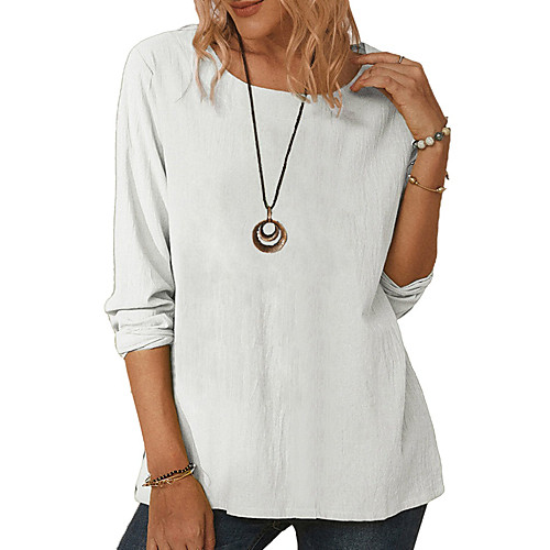 Women's T shirt Solid Colored Long Sleeve Round Neck Basic Tops White Green Gray
Women's T shirt Solid Colored Long Sleeve Round Neck Basic Tops White Green Gray