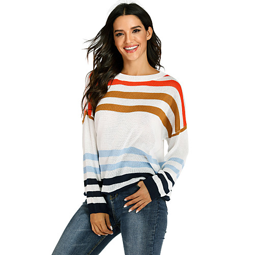 Women's Stripe Knitted Striped Pullover Acrylic Fibers Long Sleeve Sweater Cardigans Crew Neck Round Neck Fall Winter Blue Orange
Women's Stripe Knitted Striped Pullover Acrylic Fibers Long Sleeve Sweater Cardigans Crew Neck Round Neck Fall Winter Blue Orange
