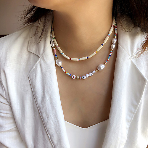 Women's Choker Necklace Beaded Necklace Handmade Friends Letter Love Lucky Elegant Fashion Modern Trendy Imitation Pearl Glass Stone White 43 cm Necklace Jewelry 2pcs For Wedding Anniversary Gift
Women's Choker Necklace Beaded Necklace Handmade Friends Letter Love Lucky Elegant Fashion Modern Trendy Imitation Pearl Glass Stone White 43 cm Necklace Jewelry 2pcs For Wedding Anniversary Gift