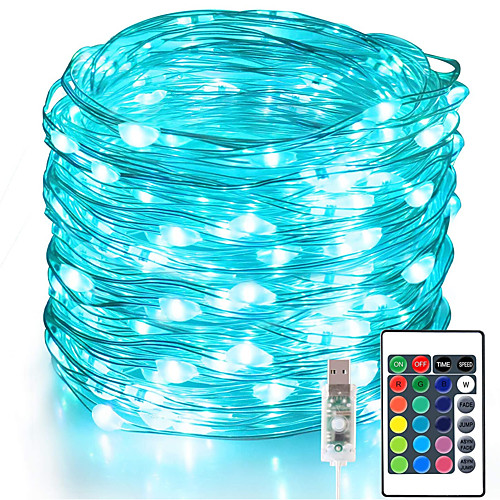 Fairy Lights 100 LED 33 FT Christmas Lights USB Plug 16 Colors Changing Silver Wire Firefly Lights with IR24 Key Remote Control for Indoor Party Halloween Christmas
Fairy Lights 100 LED 33 FT Christmas Lights USB Plug 16 Colors Changing Silver Wire Firefly Lights with IR24 Key Remote Control for Indoor Party Halloween Christmas