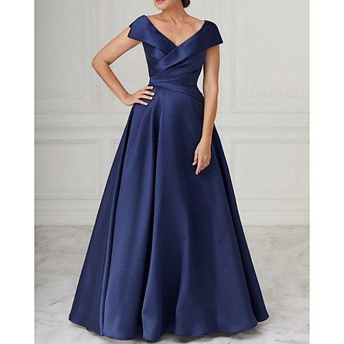A-Line Mother of the Bride Dress Elegant V Neck Floor Length Satin Sleeveless with Pleats 2021
A-Line Mother of the Bride Dress Elegant V Neck Floor Length Satin Sleeveless with Pleats 2021