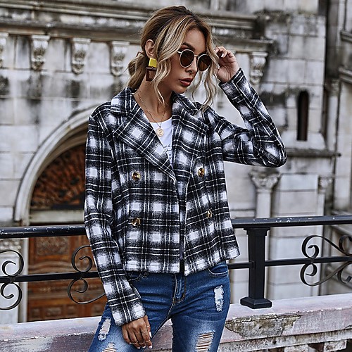 Women's Coat Daily Fall Regular Coat Notch lapel collar Regular Fit Basic Jacket Long Sleeve Plaid Black
Women's Coat Daily Fall Regular Coat Notch lapel collar Regular Fit Basic Jacket Long Sleeve Plaid Black