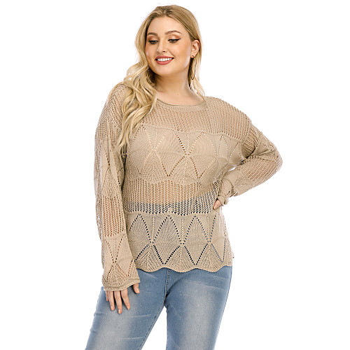 Women's Stylish Basic Hollow Out Solid Color Plain Pullover Long Sleeve Plus Size Oversized Sweater Cardigans Crew Neck Round Neck Fall Spring Black Khaki
Women's Stylish Basic Hollow Out Solid Color Plain Pullover Long Sleeve Plus Size Oversized Sweater Cardigans Crew Neck Round Neck Fall Spring Black Khaki