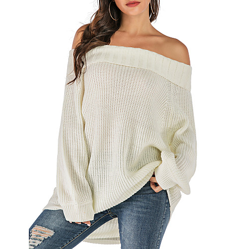Women's Solid Colored Pullover Cotton Long Sleeve Loose Sweater Cardigans Off Shoulder Fall White
Women's Solid Colored Pullover Cotton Long Sleeve Loose Sweater Cardigans Off Shoulder Fall White