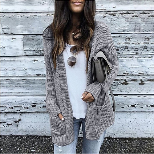 Women's Stylish Knitted Solid Color Plain Cardigan Acrylic Fibers Long Sleeve Sweater Cardigans Open Front Fall Winter Black Blushing Pink Light gray
Women's Stylish Knitted Solid Color Plain Cardigan Acrylic Fibers Long Sleeve Sweater Cardigans Open Front Fall Winter Black Blushing Pink Light gray
