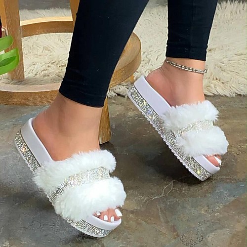 Women's Slippers & Flip-Flops Fuzzy Slippers Outdoor Slippers Flat Heel Open Toe Casual Daily PU Rhinestone Solid Colored White Black Pink
Women's Slippers & Flip-Flops Fuzzy Slippers Outdoor Slippers Flat Heel Open Toe Casual Daily PU Rhinestone Solid Colored White Black Pink