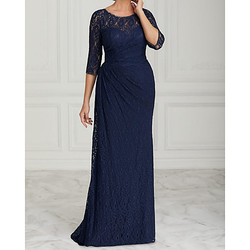 Sheath / Column Mother of the Bride Dress Elegant Jewel Neck Sweep / Brush Train Lace Half Sleeve with Lace 2021
Sheath / Column Mother of the Bride Dress Elegant Jewel Neck Sweep / Brush Train Lace Half Sleeve with Lace 2021